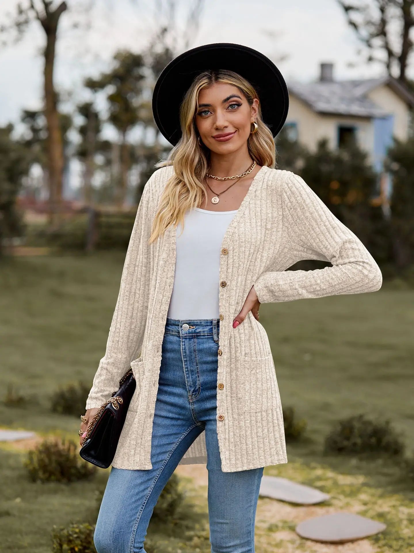 Clara | Solid Color Long Sleeve Cardigan Jacket