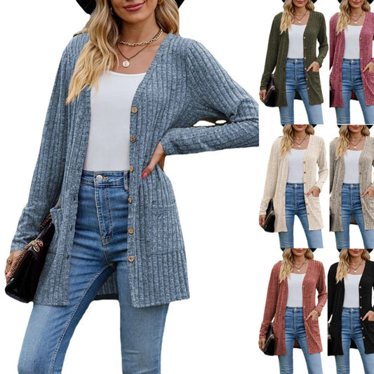 Clara | Solid Color Long Sleeve Cardigan Jacket
