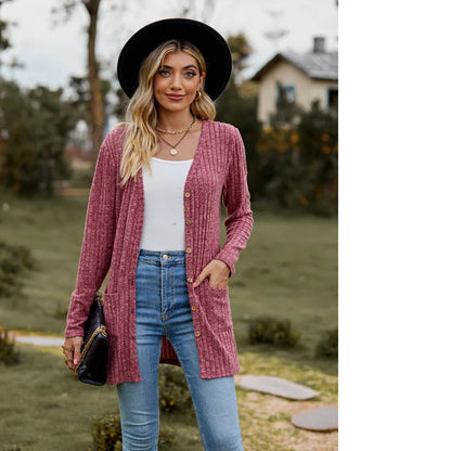 Clara | Solid Color Long Sleeve Cardigan Jacket