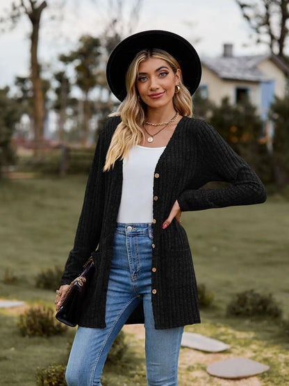 Clara | Solid Color Long Sleeve Cardigan Jacket