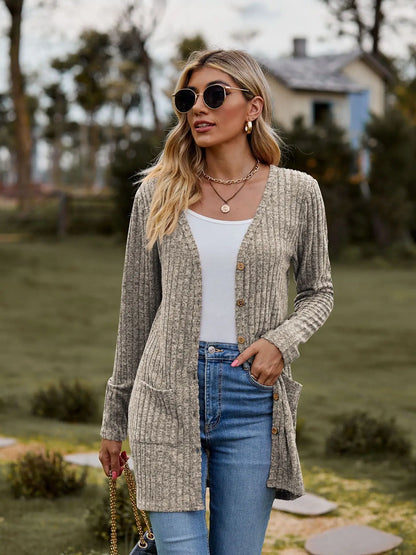 Clara | Solid Color Long Sleeve Cardigan Jacket