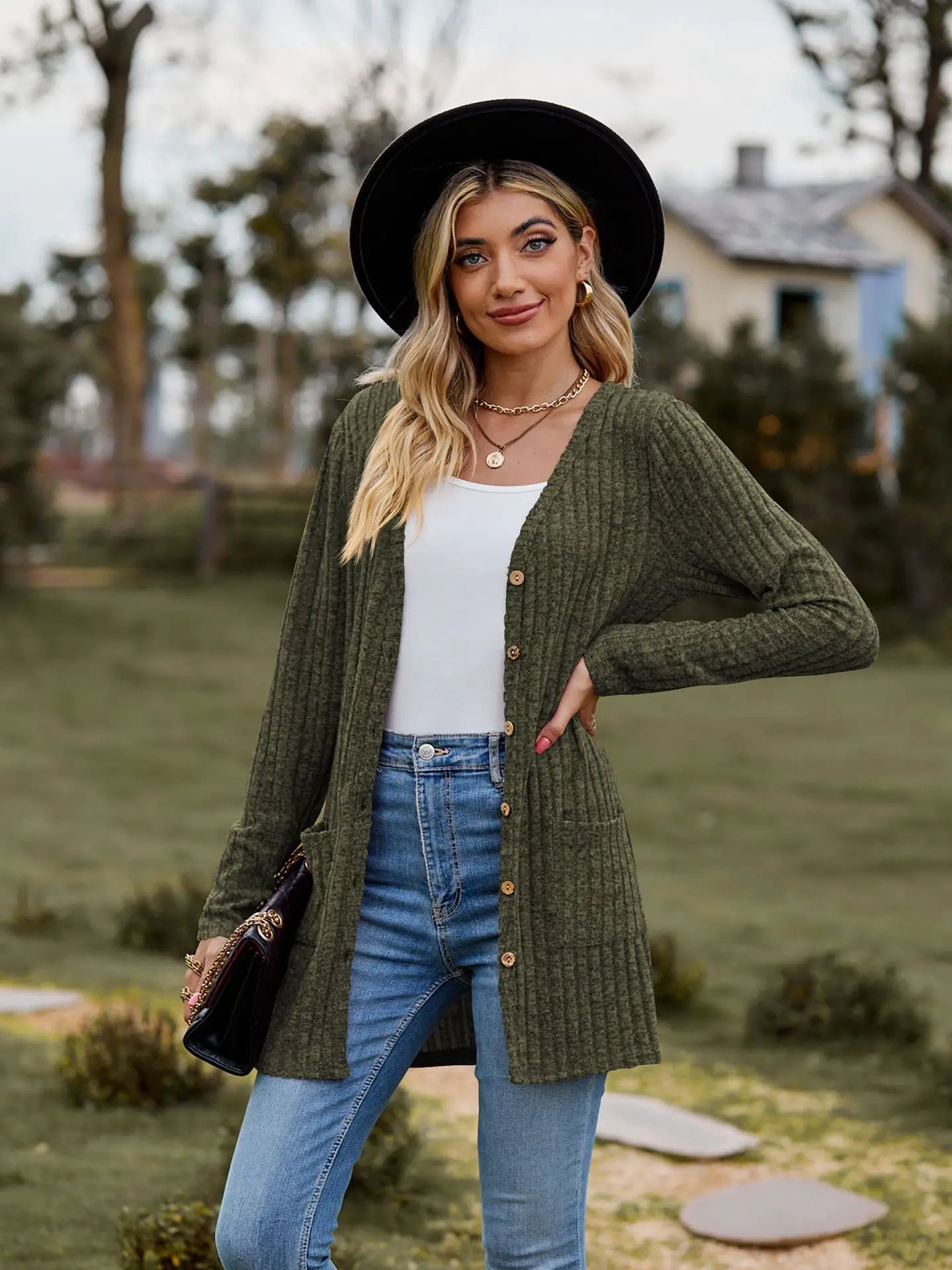 Clara | Solid Color Long Sleeve Cardigan Jacket