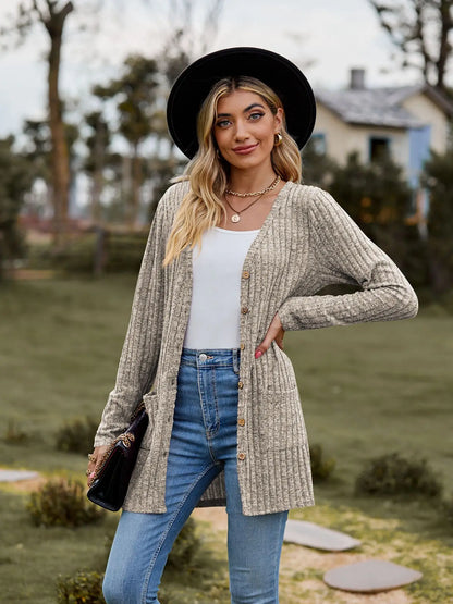 Clara | Solid Color Long Sleeve Cardigan Jacket