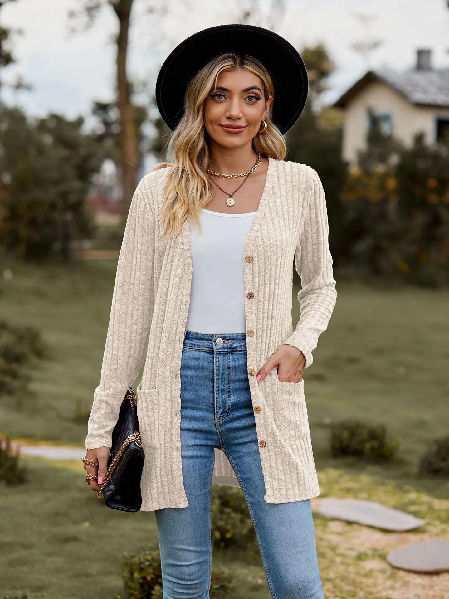 Clara | Solid Color Long Sleeve Cardigan Jacket