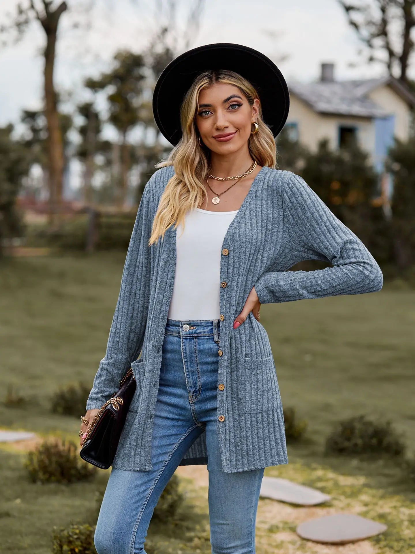 Clara | Solid Color Long Sleeve Cardigan Jacket