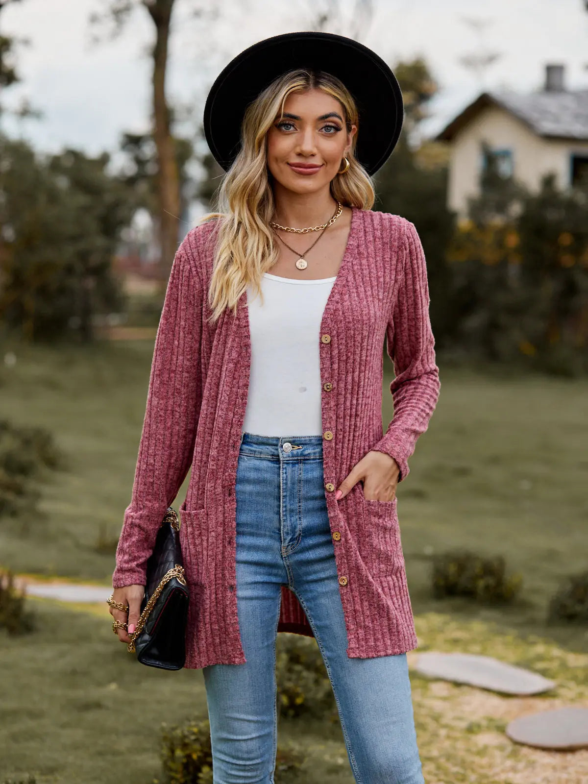 Clara | Solid Color Long Sleeve Cardigan Jacket